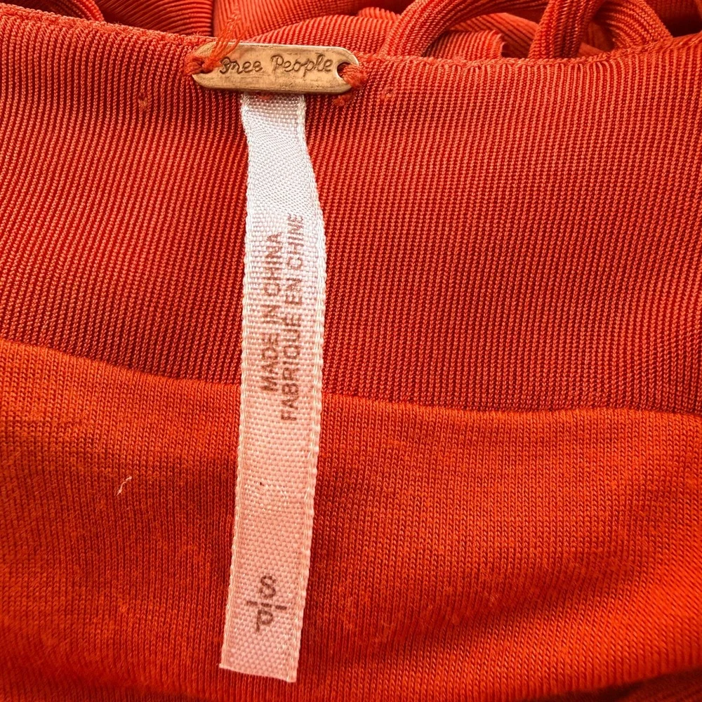 Free People Hypnotized Maxi Dress Womens Small Slinky Red Orange‎ Cutout Ruched